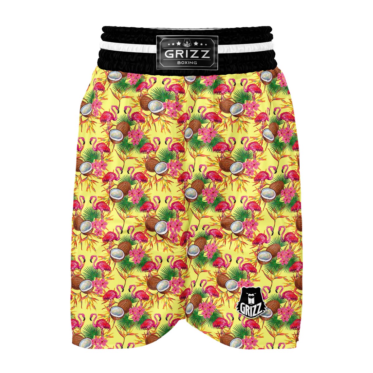 Tropical Coconut Flamingo Boxing Shorts-grizzshop