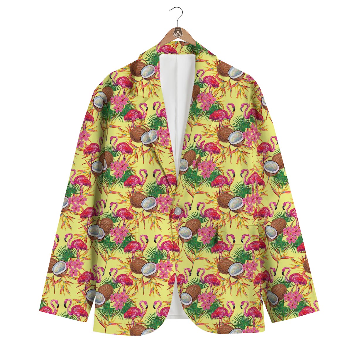 Tropical Coconut Flamingo Men's Blazer-grizzshop