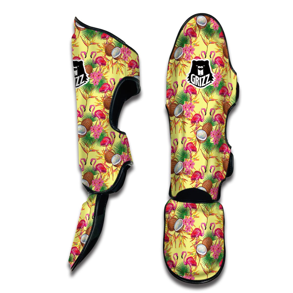 Tropical Coconut Flamingo Muay Thai Shin Guards-grizzshop