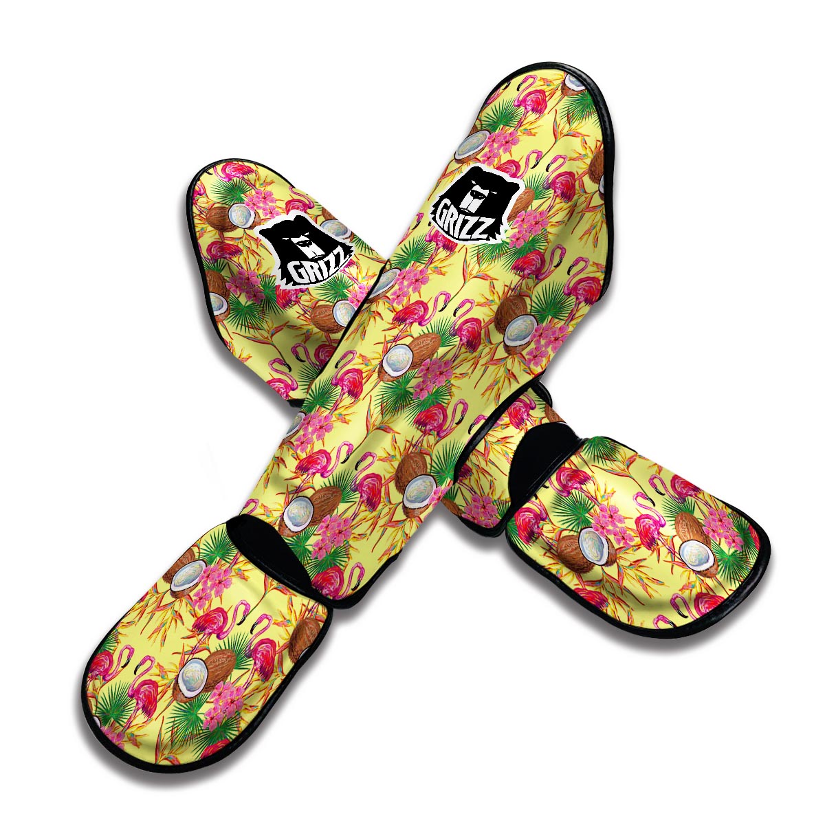 Tropical Coconut Flamingo Muay Thai Shin Guards-grizzshop