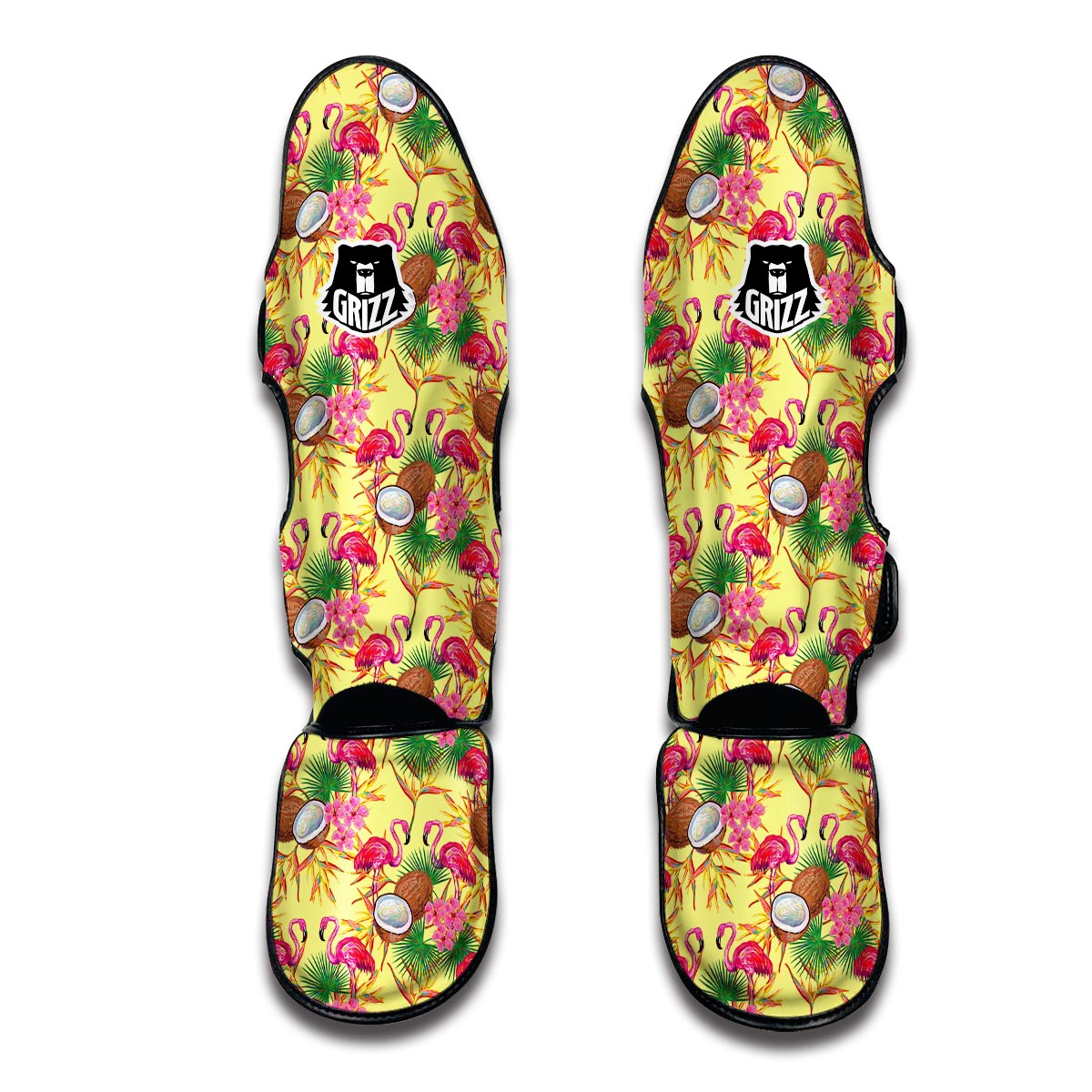 Tropical Coconut Flamingo Muay Thai Shin Guards-grizzshop