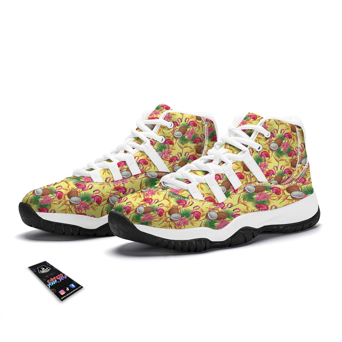 Tropical Coconut Flamingo White Bball Shoes-grizzshop