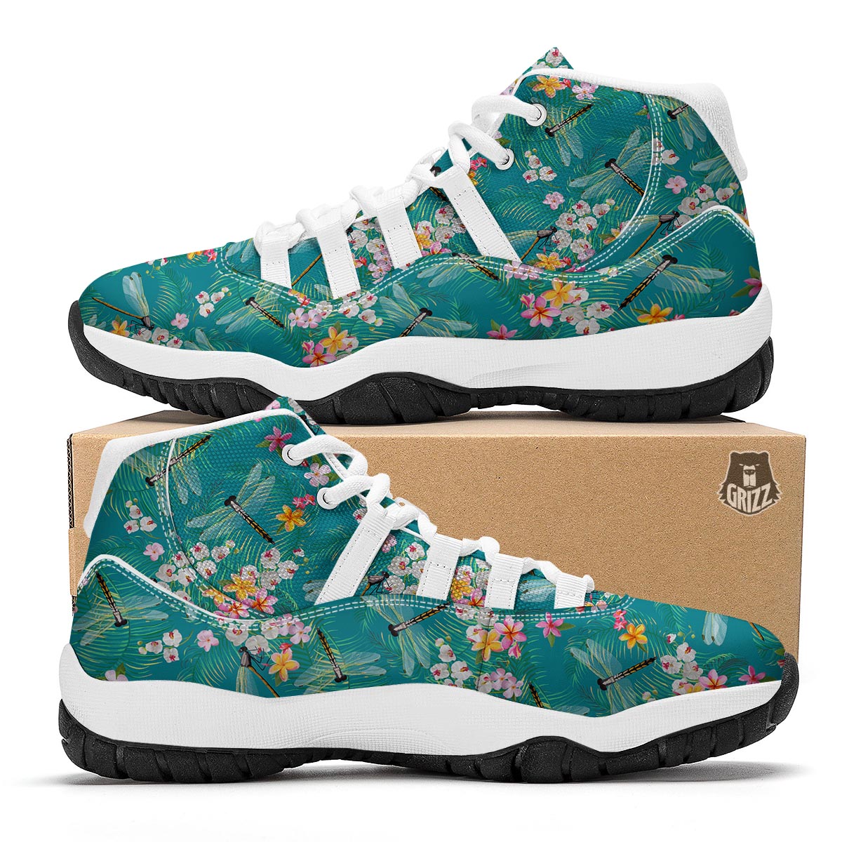 Tropical Dragonfly White Bball Shoes-grizzshop