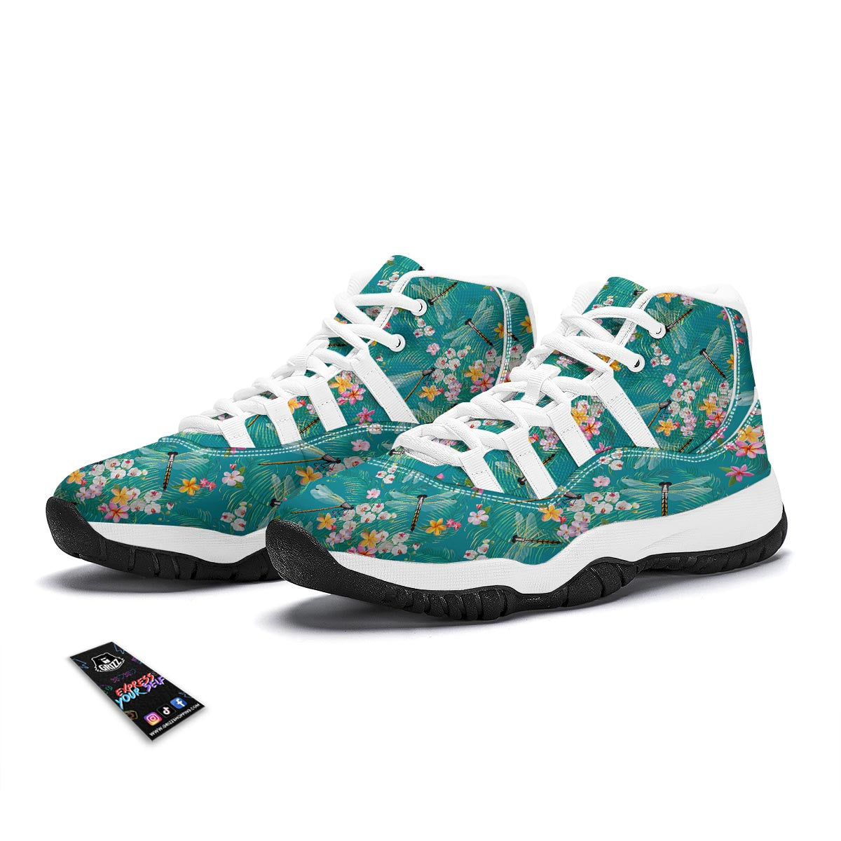 Tropical Dragonfly White Bball Shoes-grizzshop