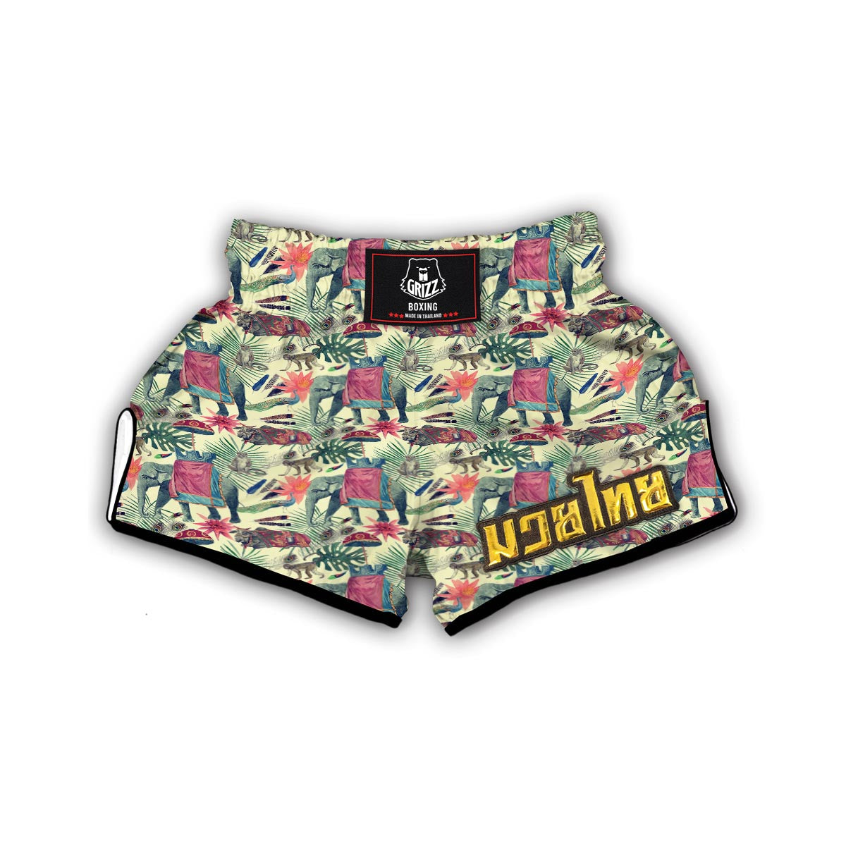 Tropical Elephant Print Muay Thai Boxing Shorts-grizzshop