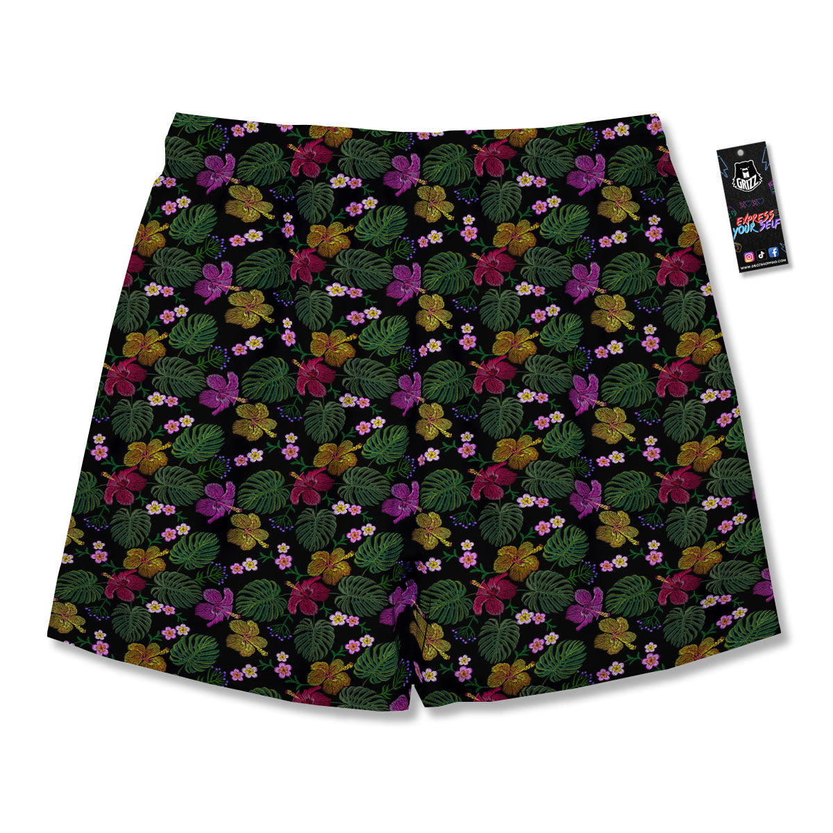Tropical Embroidery Print Pattern Men's Running Shorts-grizzshop