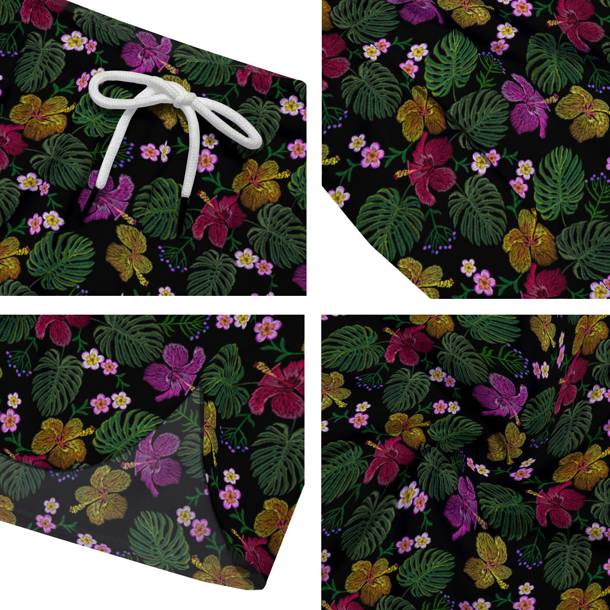Tropical Embroidery Print Pattern Men's Running Shorts-grizzshop