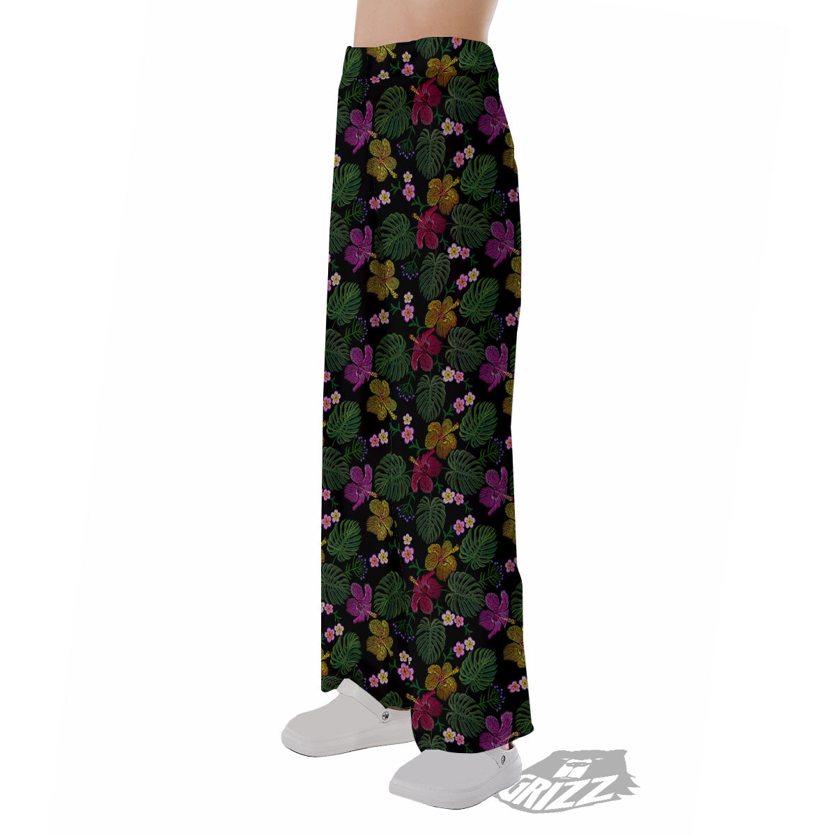 Tropical Embroidery Print Pattern Pajama Pants-grizzshop