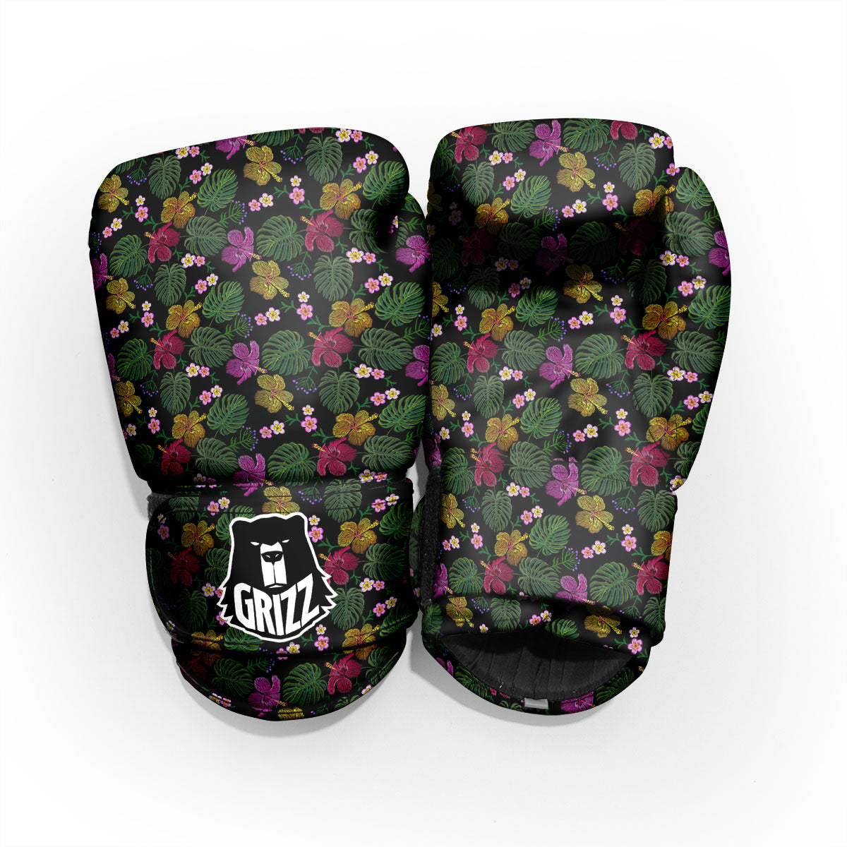 Tropical Embroidery Print Pattern Sparring Gloves-grizzshop