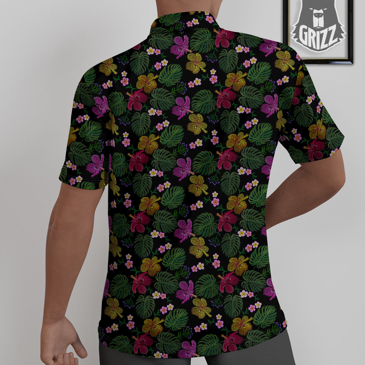Tropical Embroidery Print Pattern Untucked Shirts-grizzshop