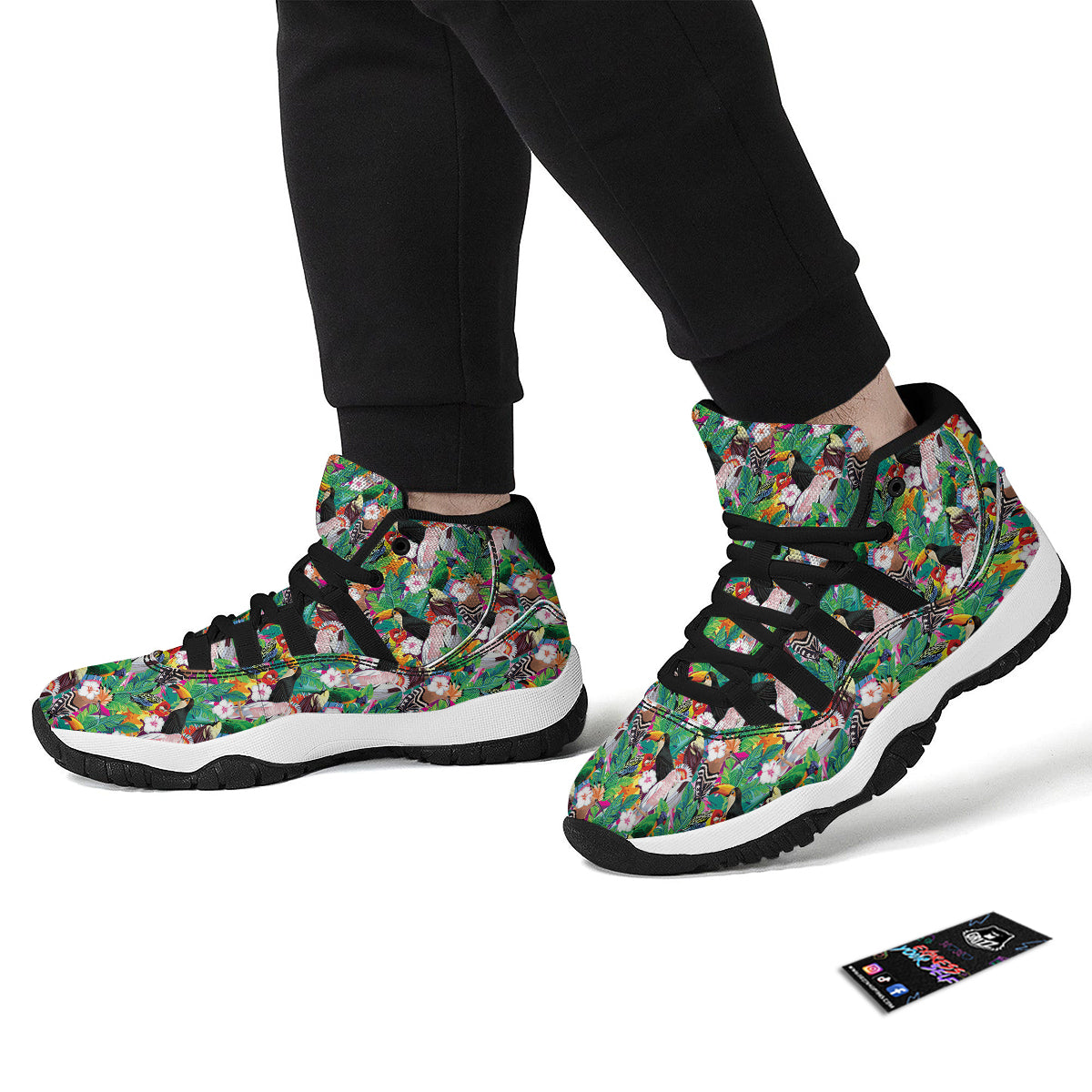 Tropical Exotic Bird Black Bball Shoes-grizzshop