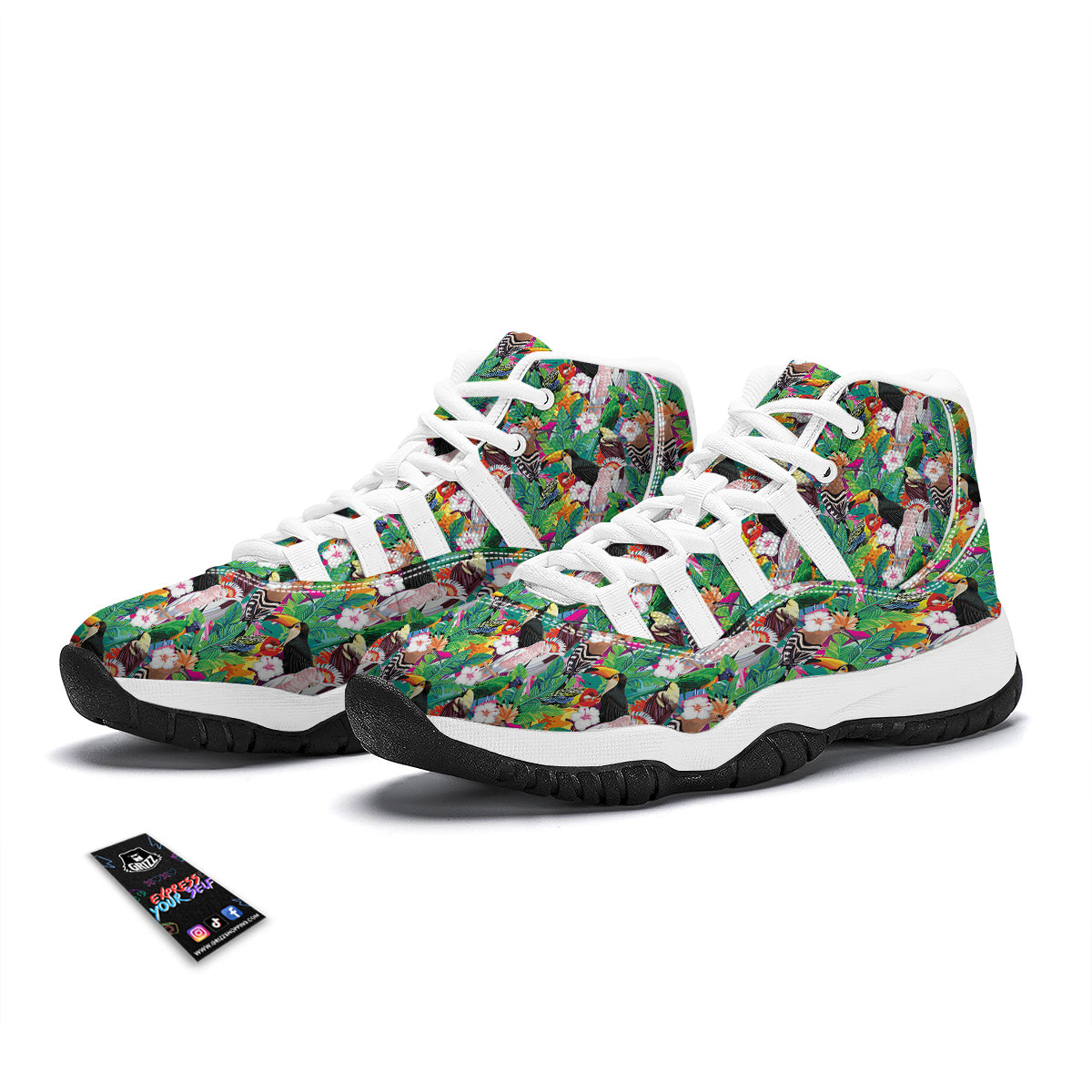 Tropical Exotic Bird White Bball Shoes-grizzshop