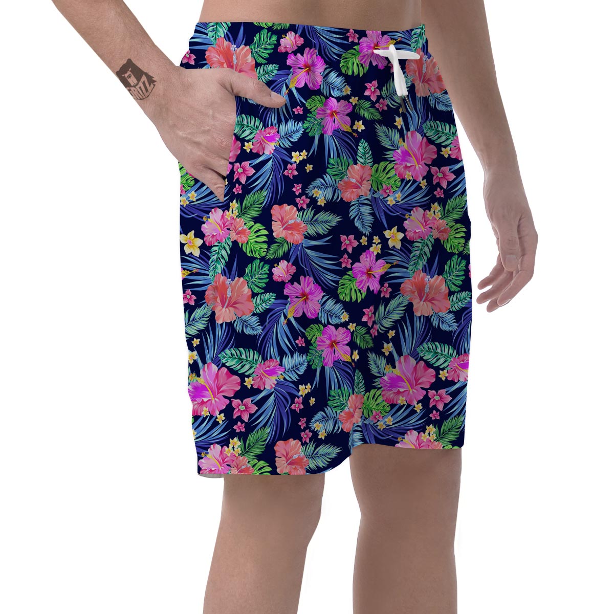 Tropical Exotic Flowers Hibiscus Hawaiian Print Men's Shorts-grizzshop