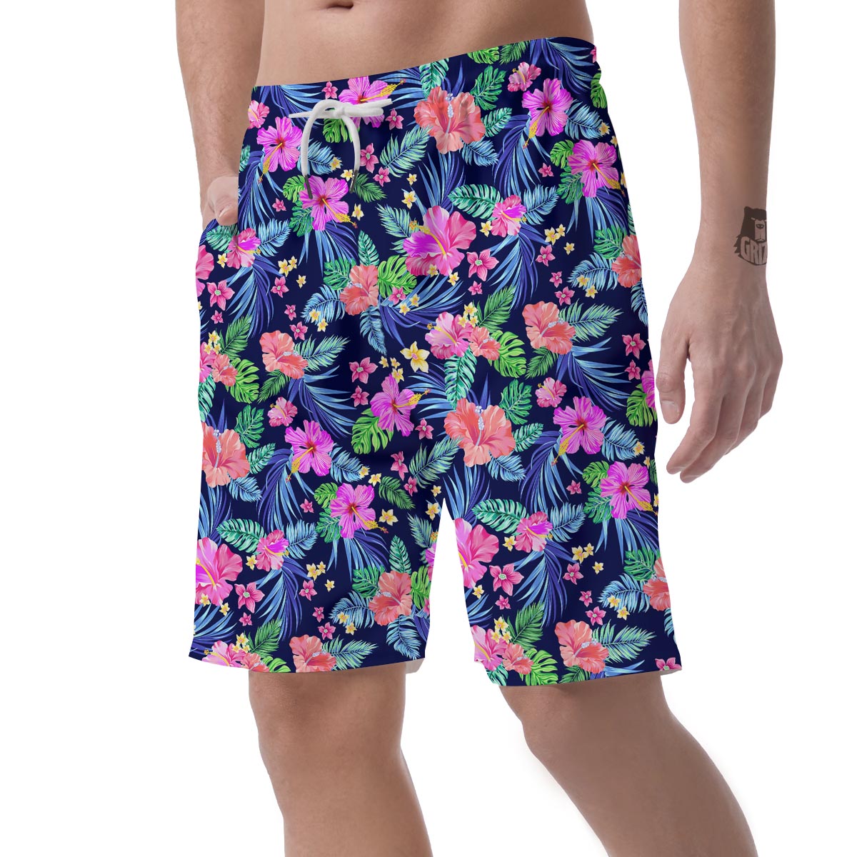 Tropical Exotic Flowers Hibiscus Hawaiian Print Men's Shorts-grizzshop