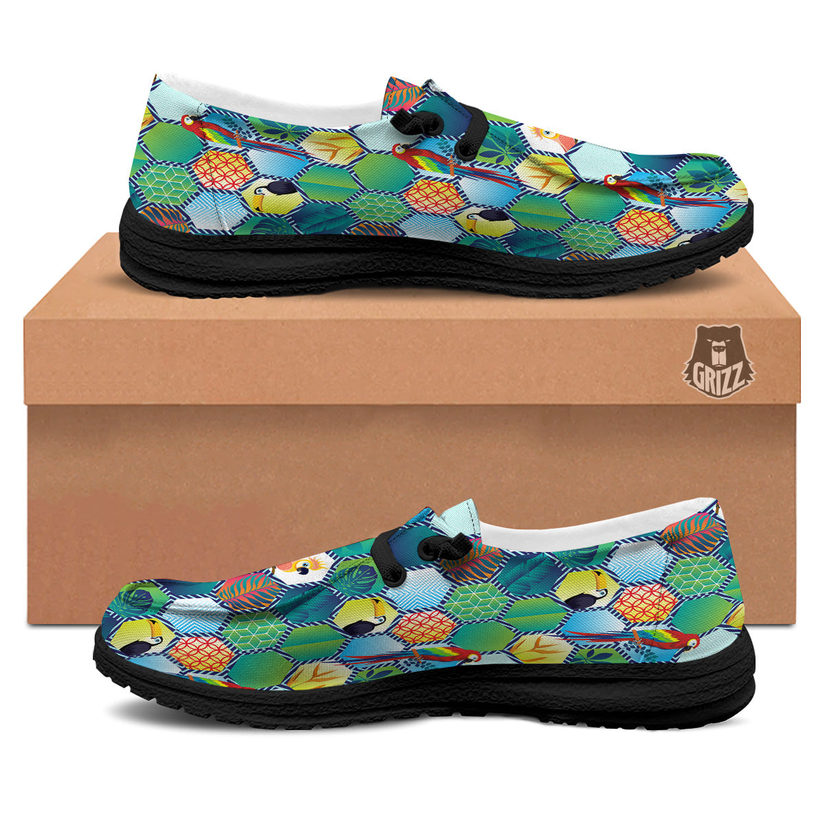 Tropical Exotic Hawaii Art Print Pattern Black Loafers-grizzshop