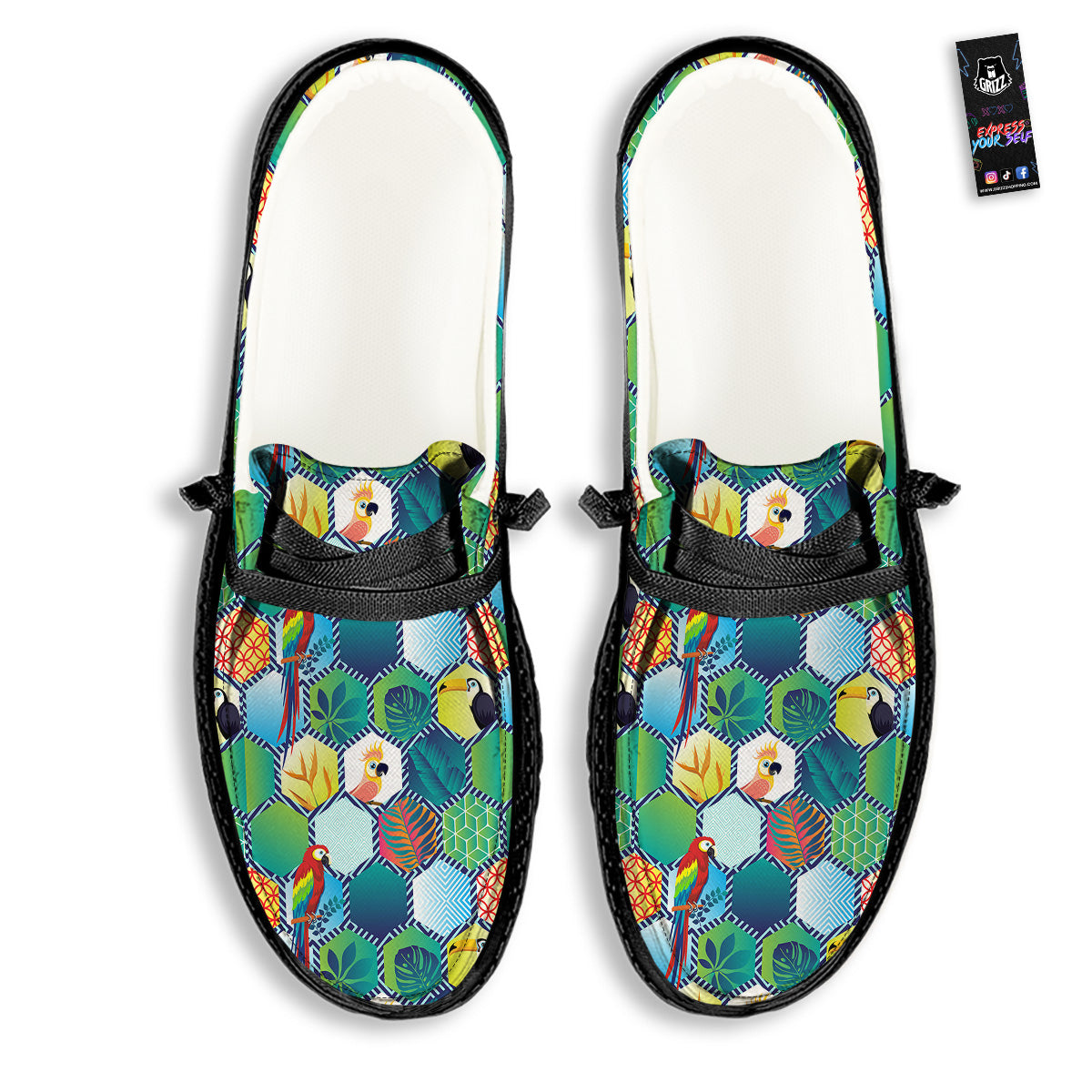 Tropical Exotic Hawaii Art Print Pattern Black Loafers-grizzshop