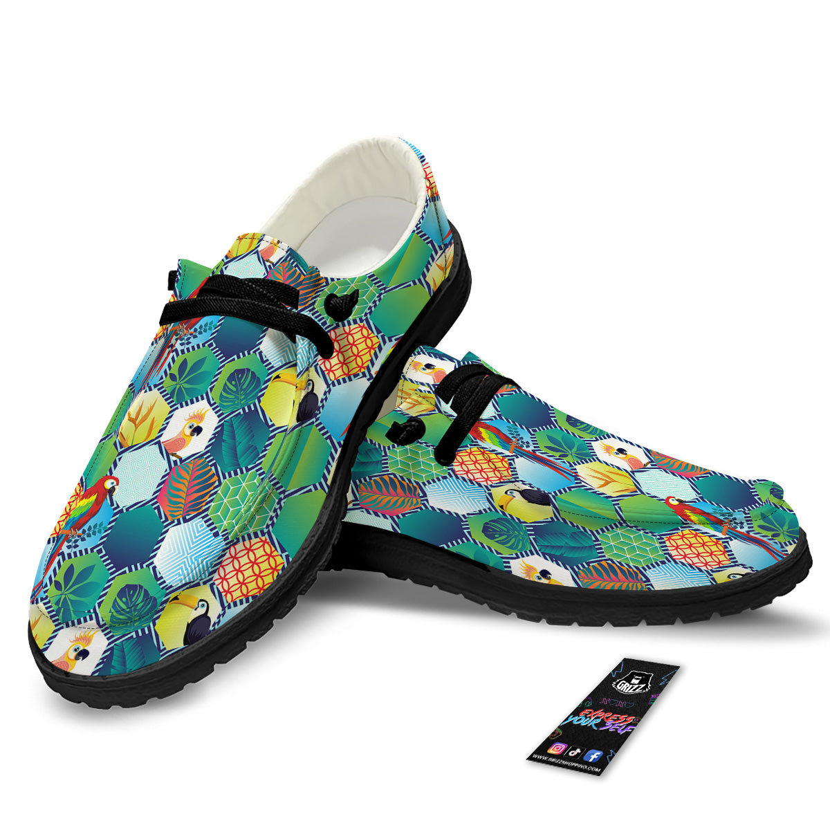 Tropical Exotic Hawaii Art Print Pattern Black Loafers-grizzshop