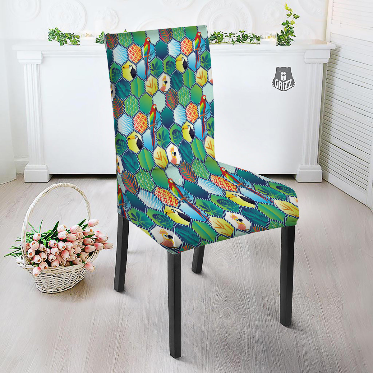 Tropical Exotic Hawaii Art Print Pattern Dining Chair Slipcover-grizzshop