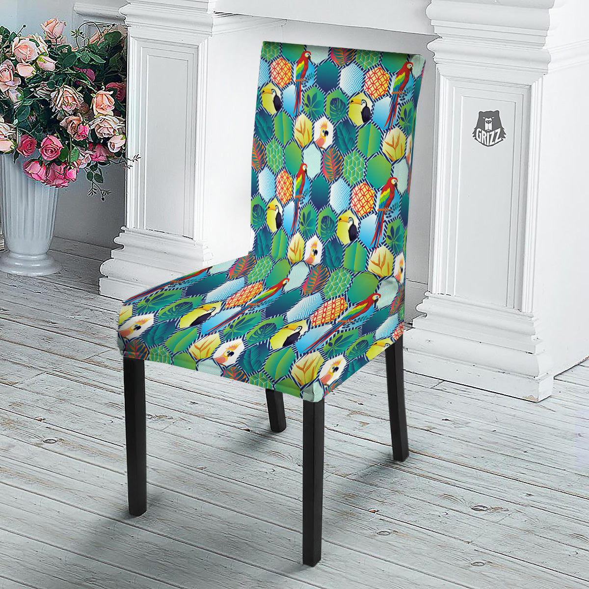 Tropical Exotic Hawaii Art Print Pattern Dining Chair Slipcover-grizzshop