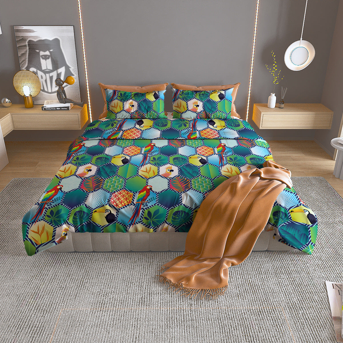 Tropical Exotic Hawaii Art Print Pattern Duvet Cover Bedding Set