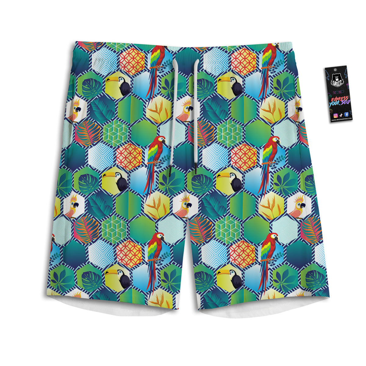 Tropical Exotic Hawaii Art Print Pattern Men's Athletic Shorts