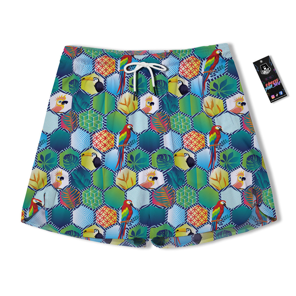 Tropical Exotic Hawaii Art Print Pattern Men's Running Shorts-grizzshop