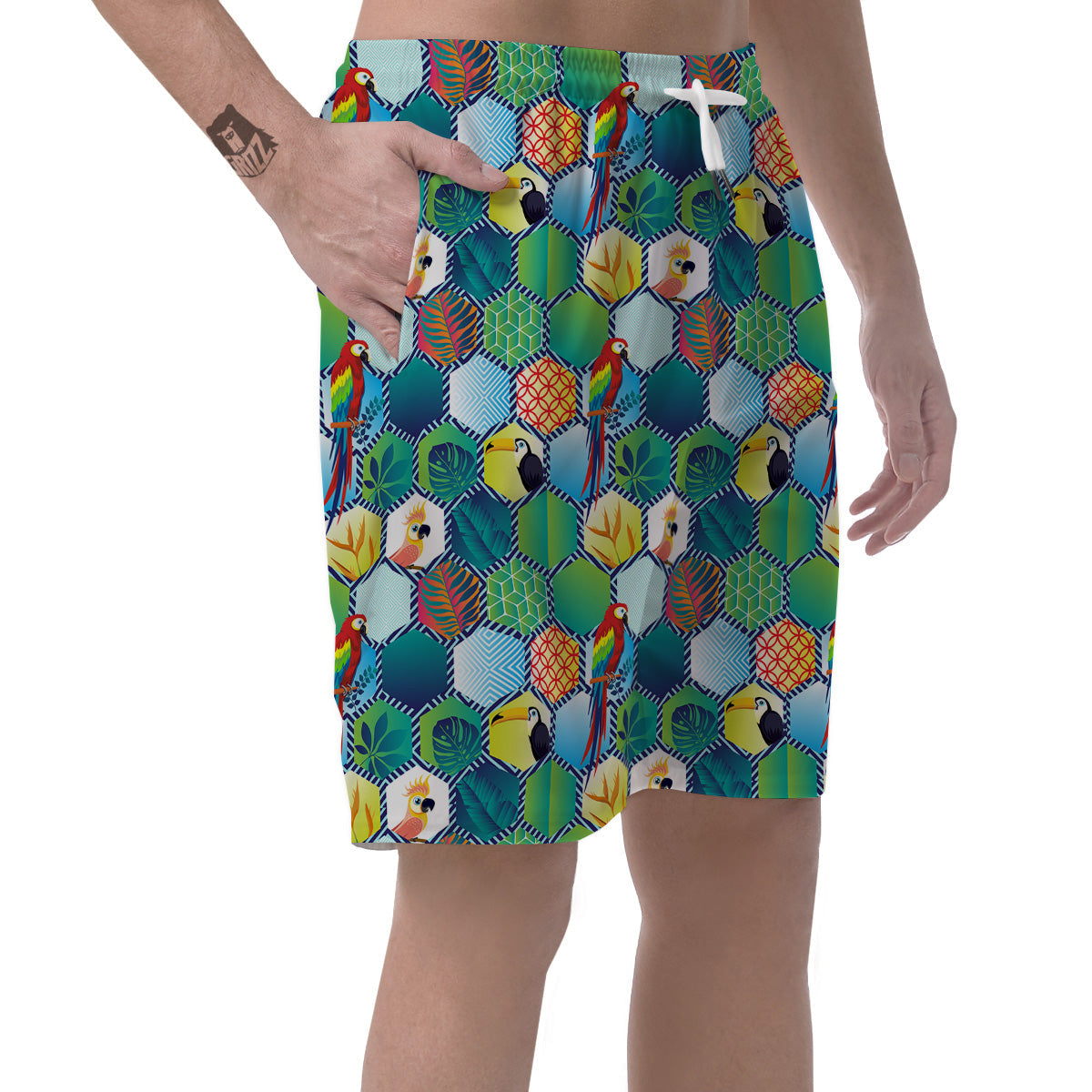 Tropical Exotic Hawaii Art Print Pattern Men's Shorts-grizzshop