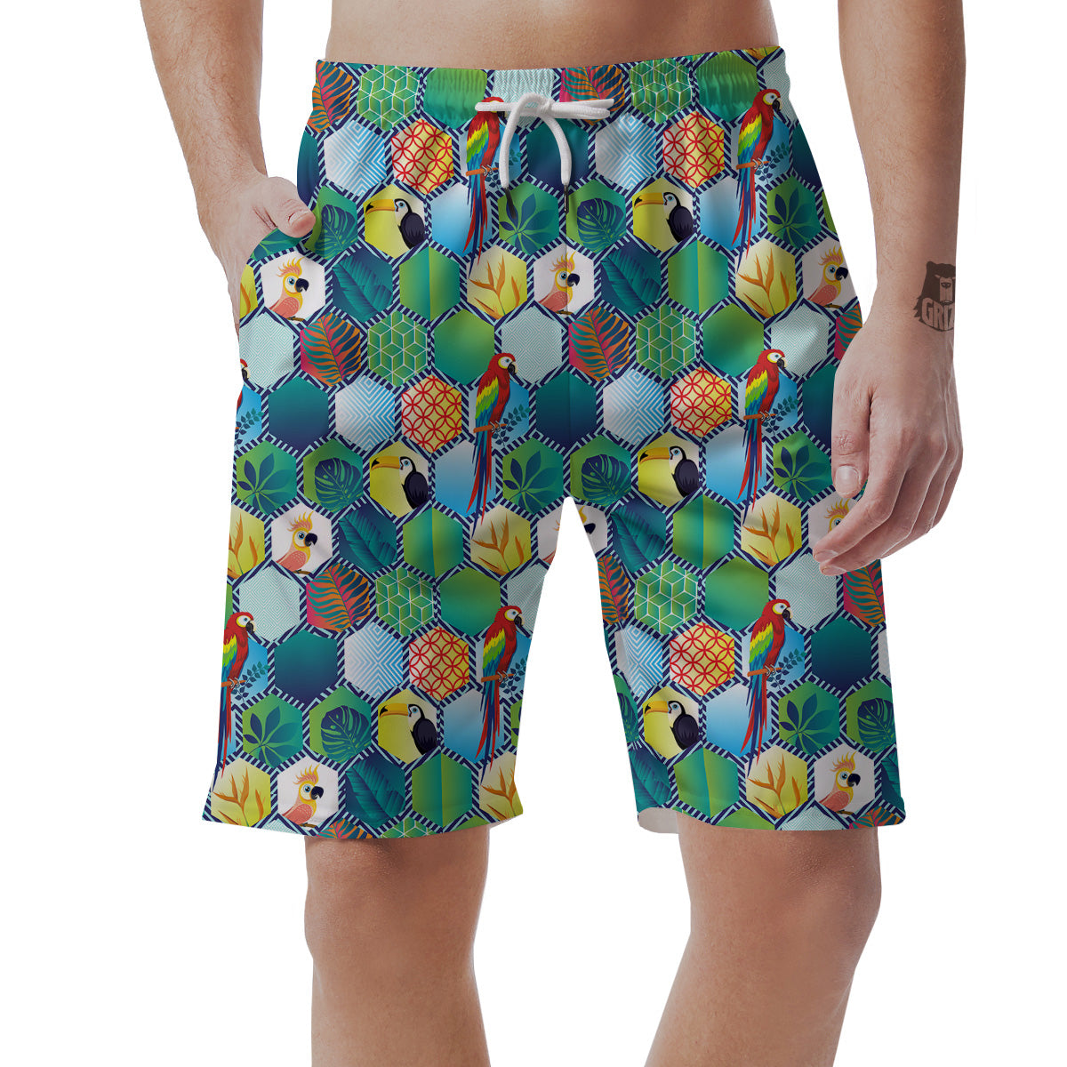Tropical Exotic Hawaii Art Print Pattern Men's Shorts-grizzshop