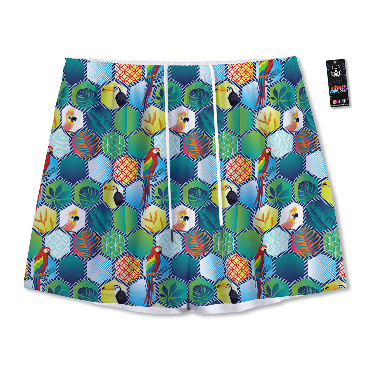 Virgo Sign Black And Gold Print Mesh Shorts
