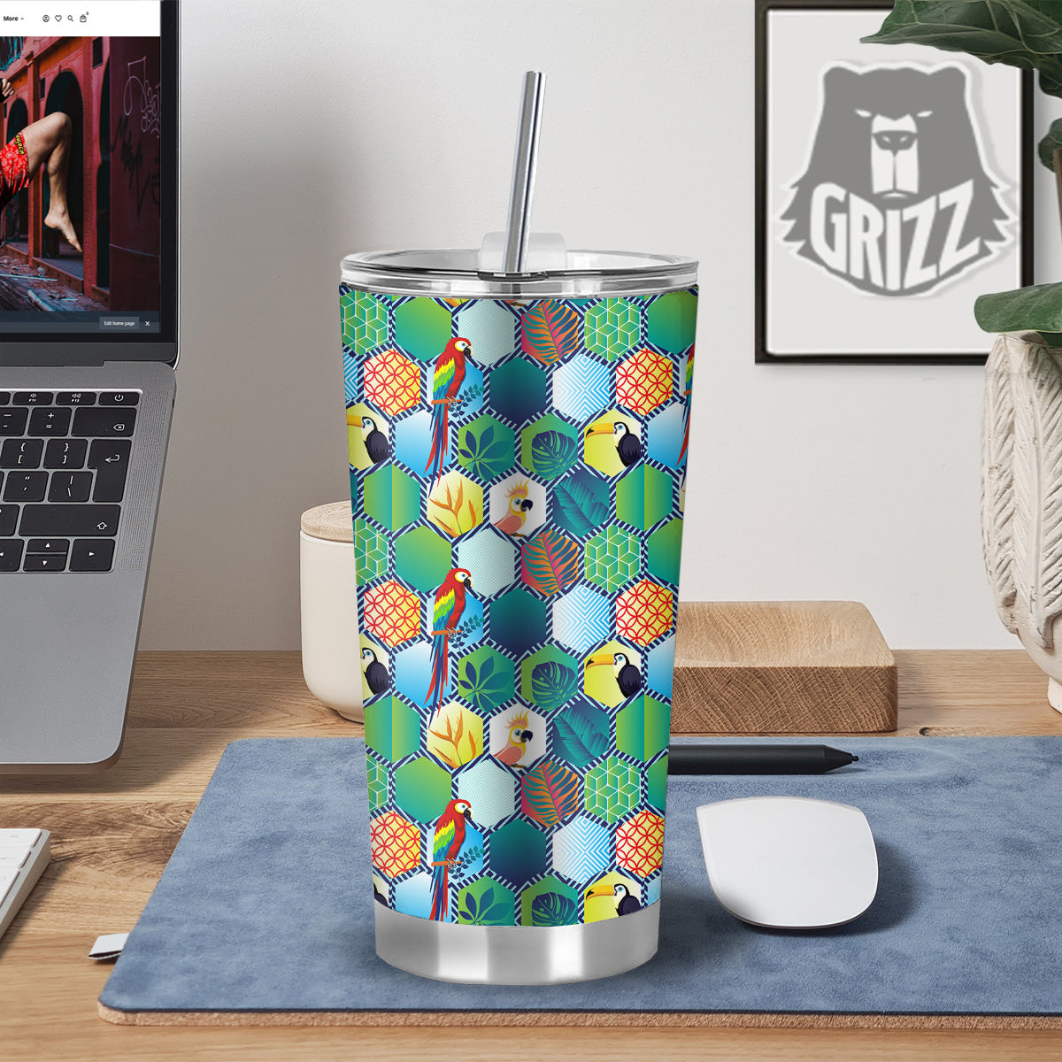 Tropical Exotic Hawaii Art Print Pattern Tumbler-grizzshop