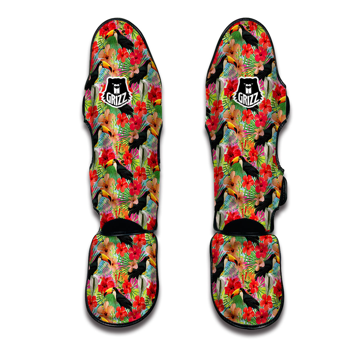 Tropical Exotic Hibiscus Bird Muay Thai Shin Guards-grizzshop