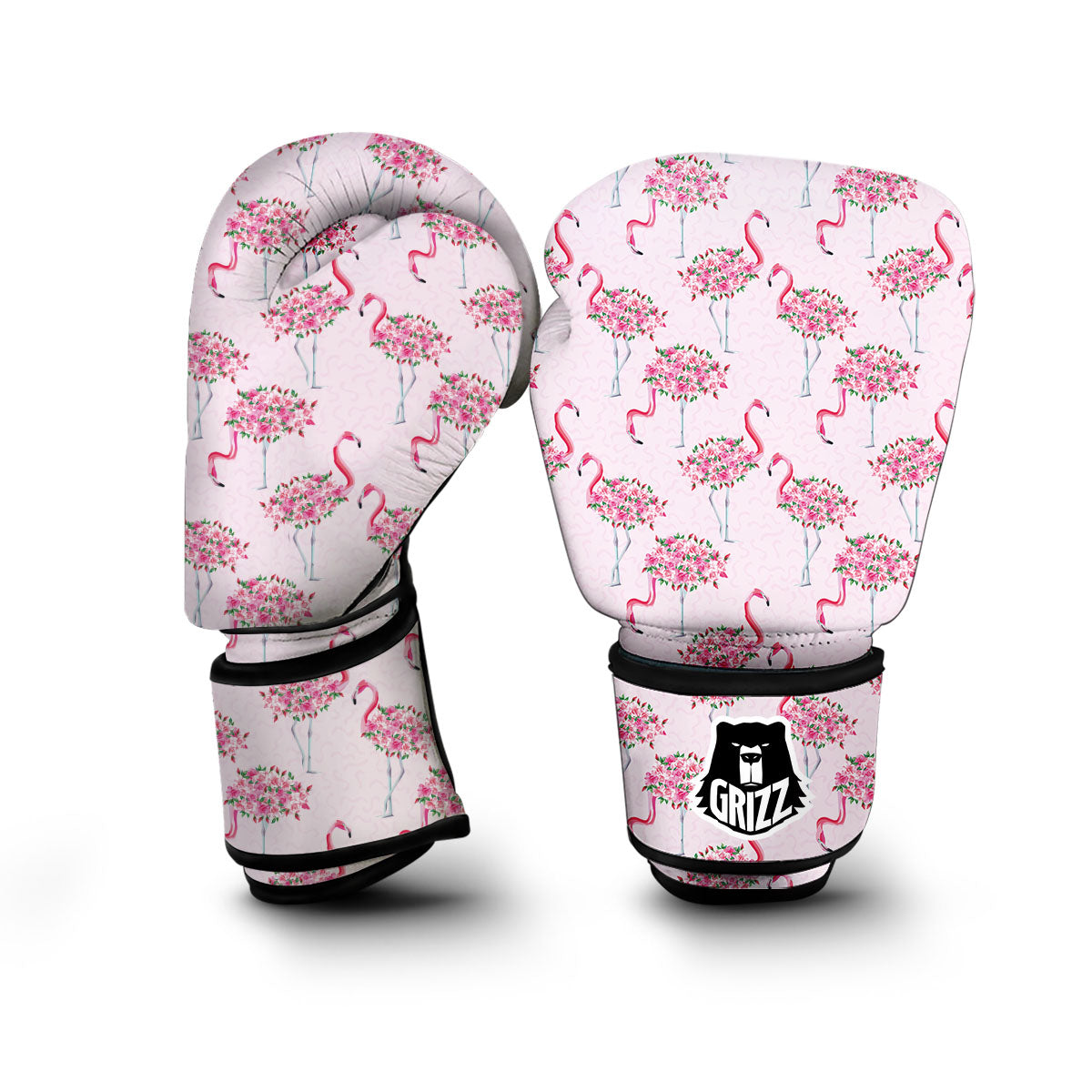 Tropical Flamingo Hawaiian Floral Pattern Print Boxing Gloves-grizzshop