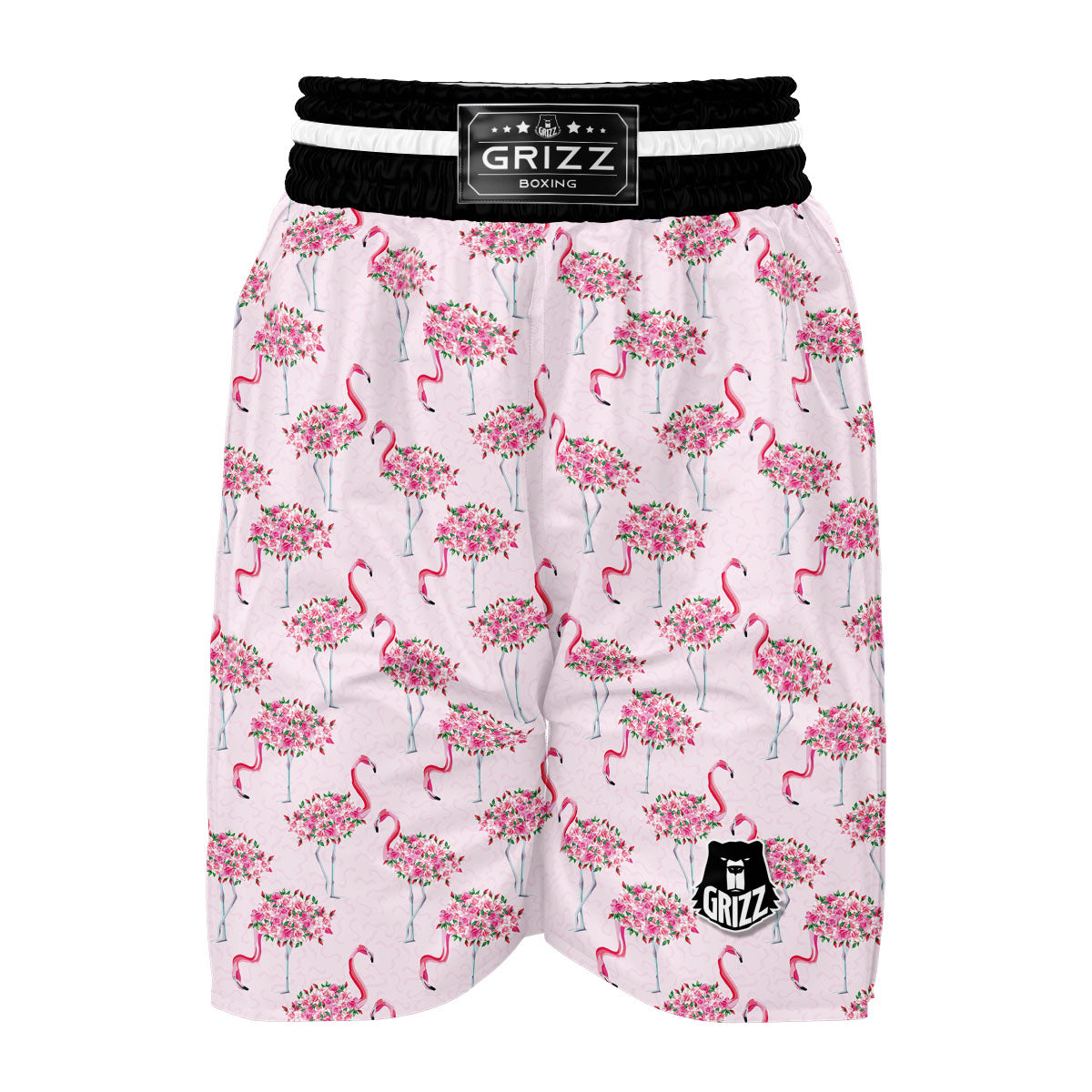 Tropical Flamingo Hawaiian Floral Pattern Print Boxing Shorts-grizzshop