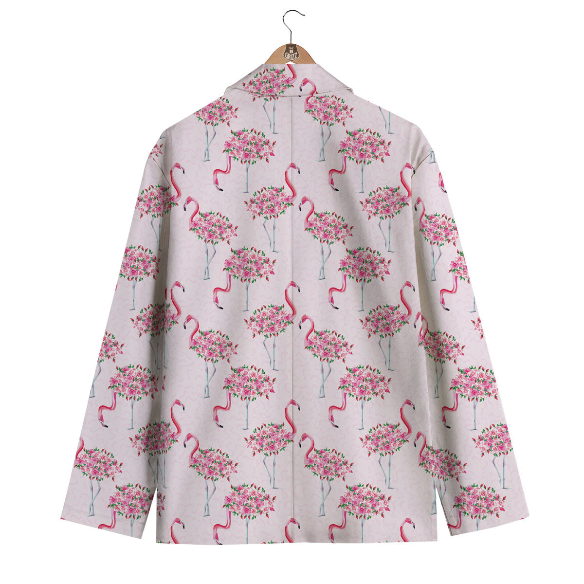 Tropical Flamingo Hawaiian Floral Pattern Print Men's Blazer-grizzshop