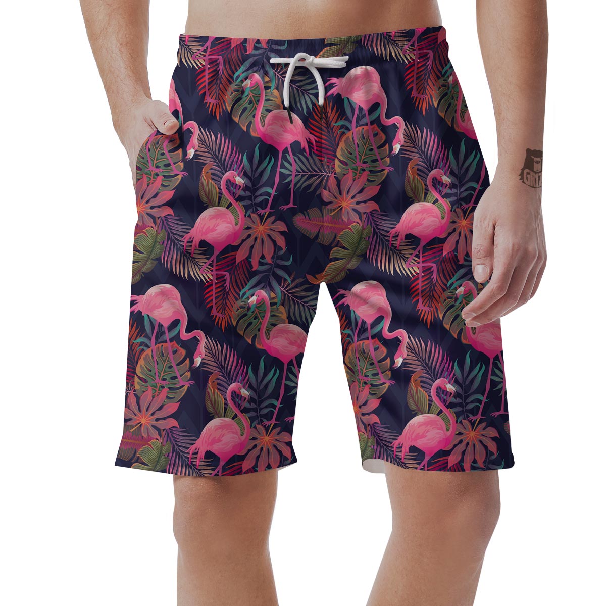 Tropical Flamingo Hawaiian Print Men's Shorts-grizzshop