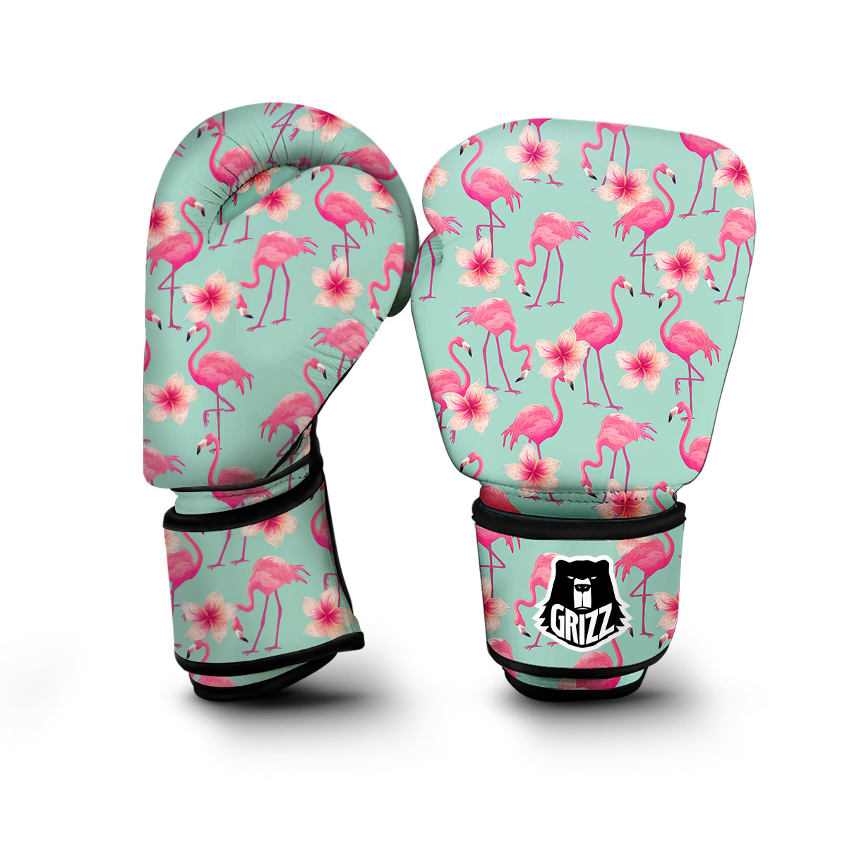 Tropical Flamingo Hibiscus Hawaiian Floral Pattern Print Boxing Gloves-grizzshop