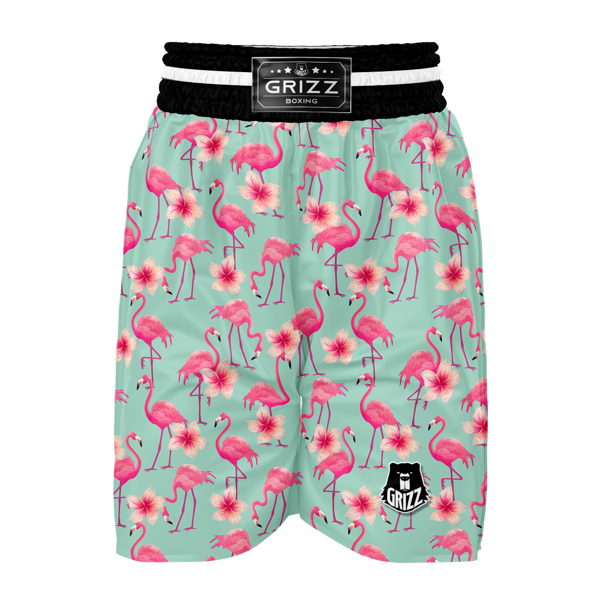 Tropical Flamingo Hibiscus Hawaiian Floral Pattern Print Boxing Shorts-grizzshop