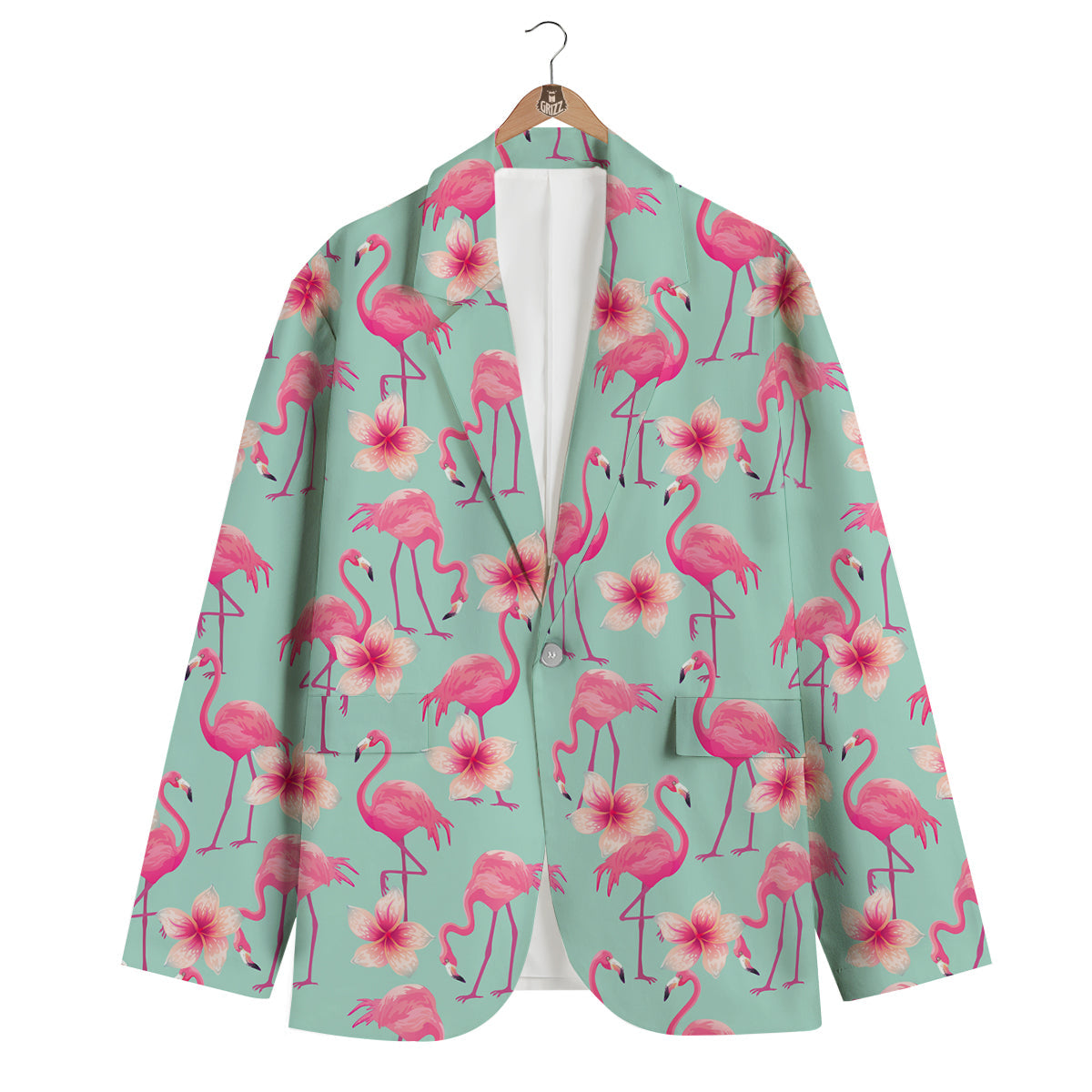 Tropical Flamingo Hibiscus Hawaiian Floral Pattern Print Men's Blazer-grizzshop
