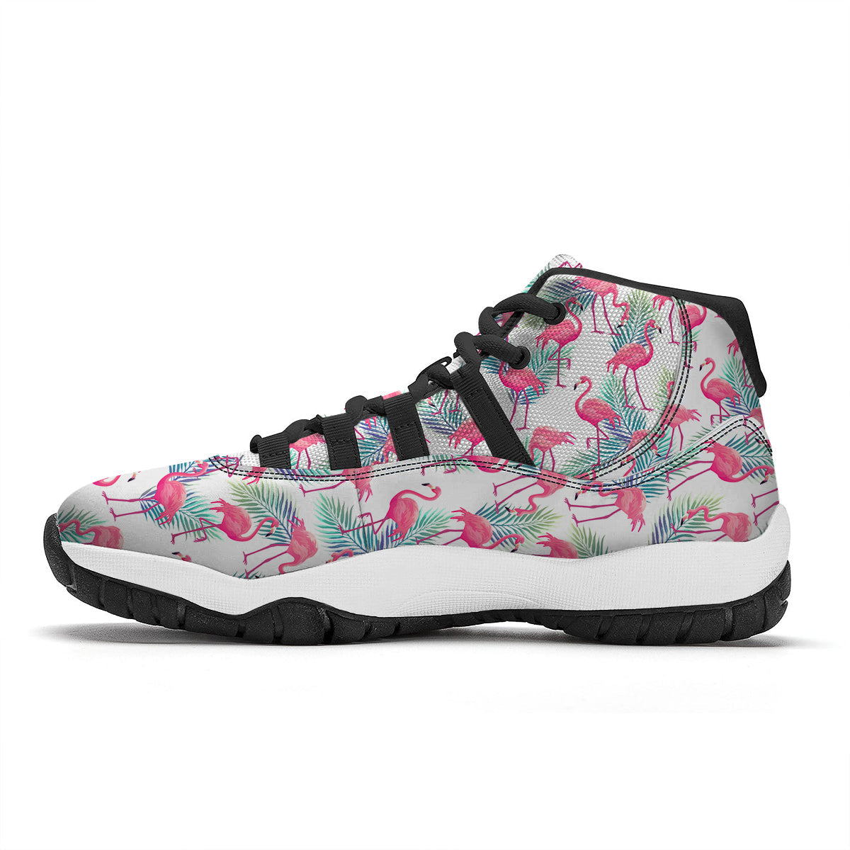 Tropical Flamingo Palm Leaf Black Bball Shoes-grizzshop