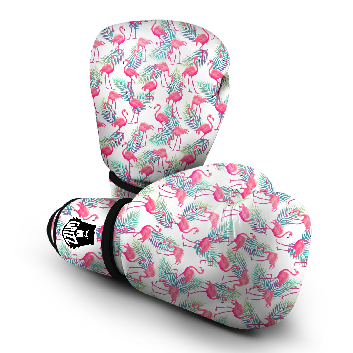 Tropical Flamingo Palm Leaf Boxing Gloves-grizzshop