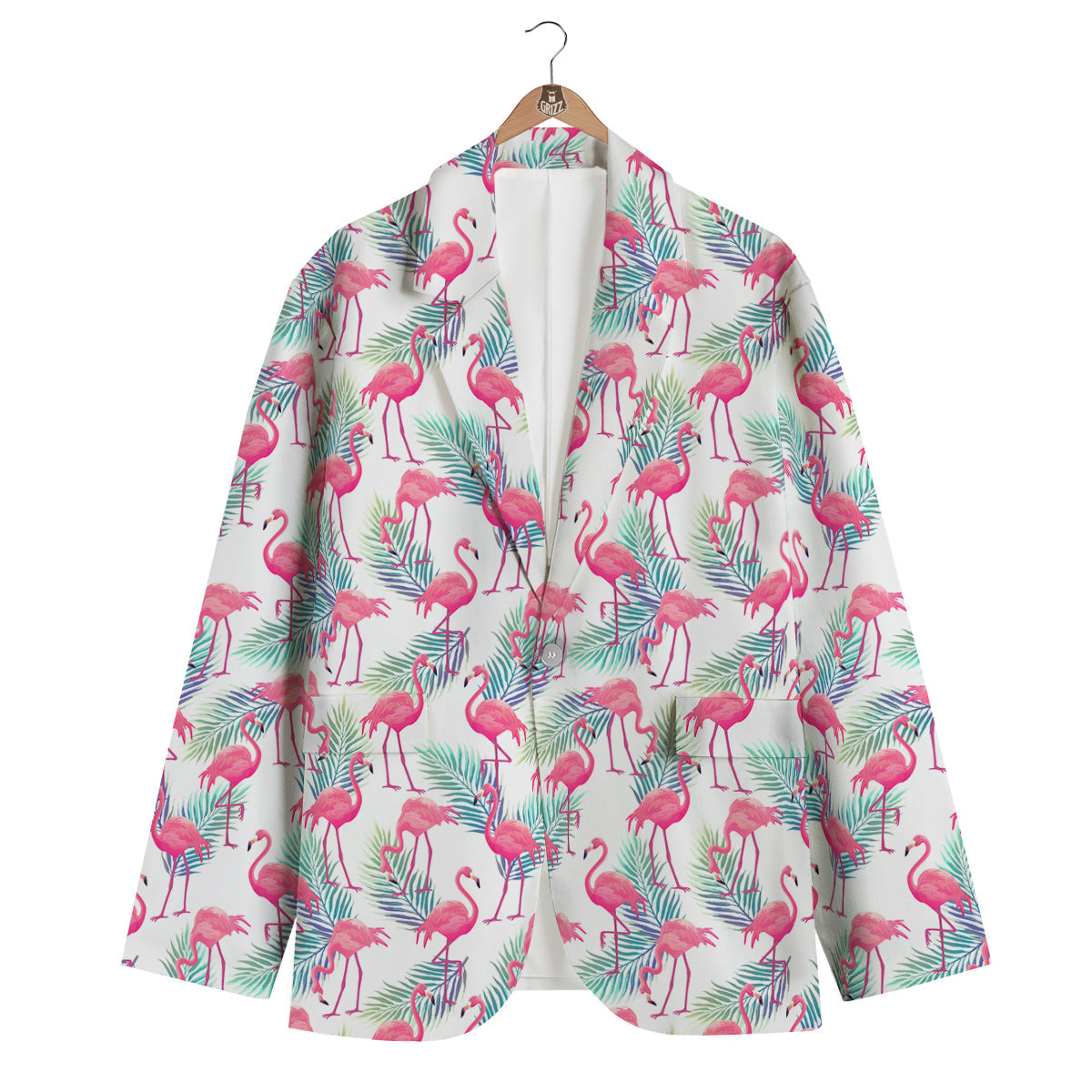 Tropical Flamingo Palm Leaf Men's Blazer-grizzshop