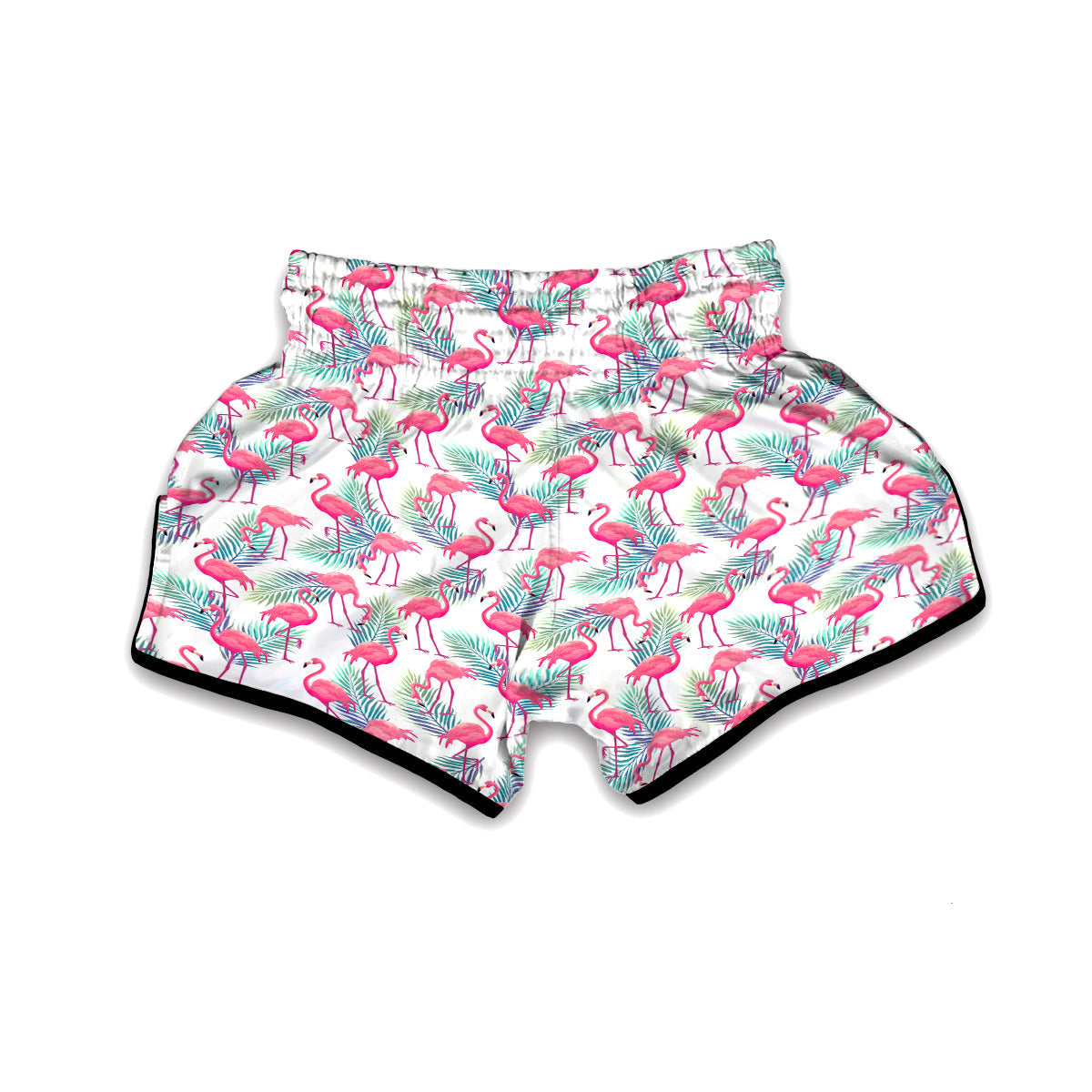 Tropical Flamingo Palm Leaf Muay Thai Boxing Shorts-grizzshop