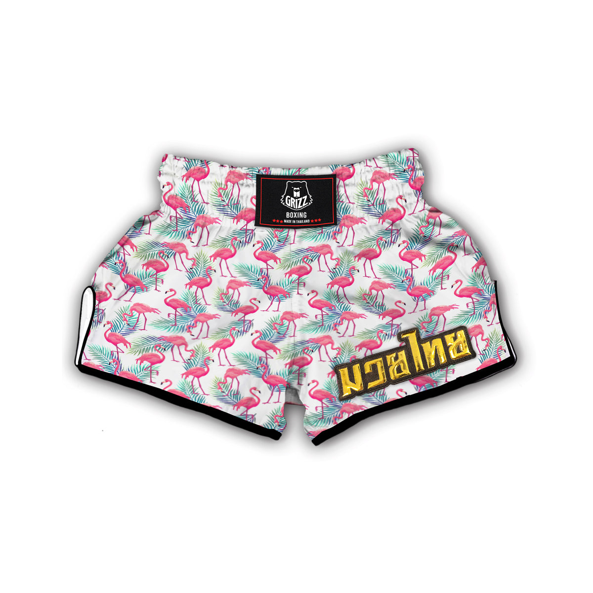 Tropical Flamingo Palm Leaf Muay Thai Boxing Shorts-grizzshop