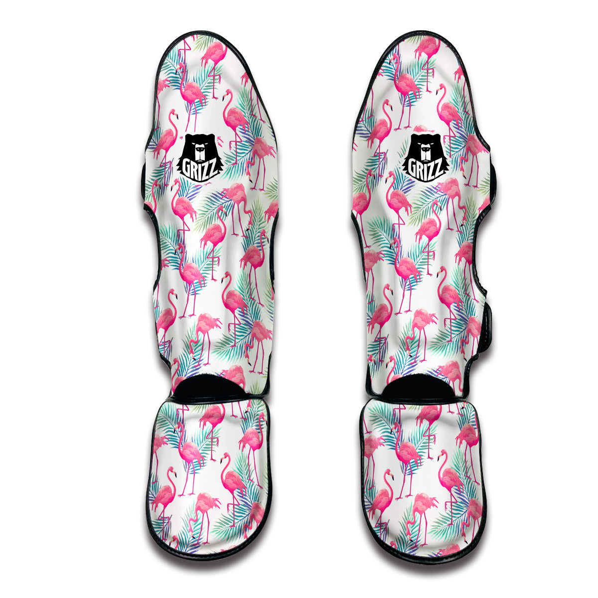 Tropical Flamingo Palm Leaf Muay Thai Shin Guards-grizzshop