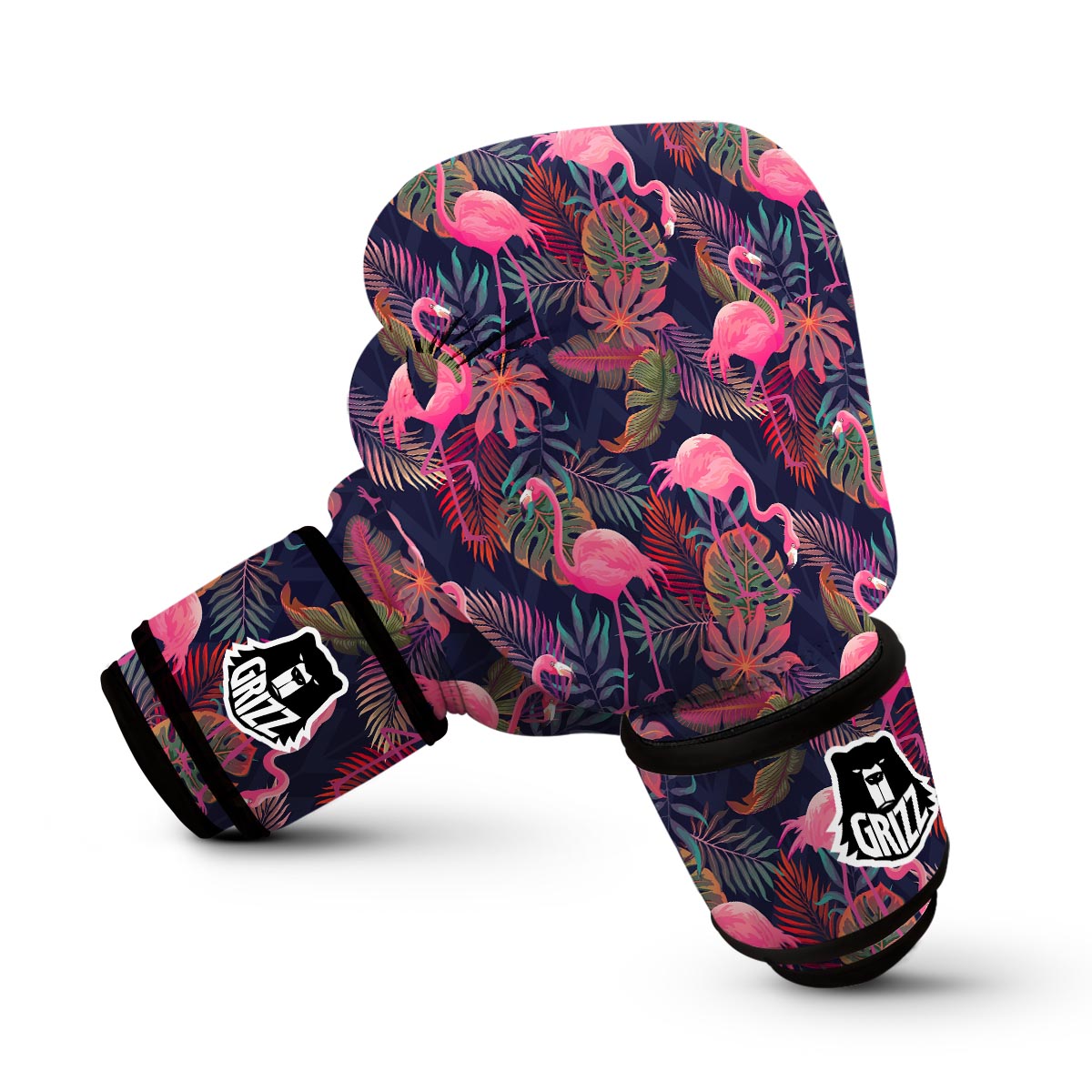 Tropical Flamingo Palm Leaves Hawaiian Floral Pattern Print Boxing Gloves-grizzshop