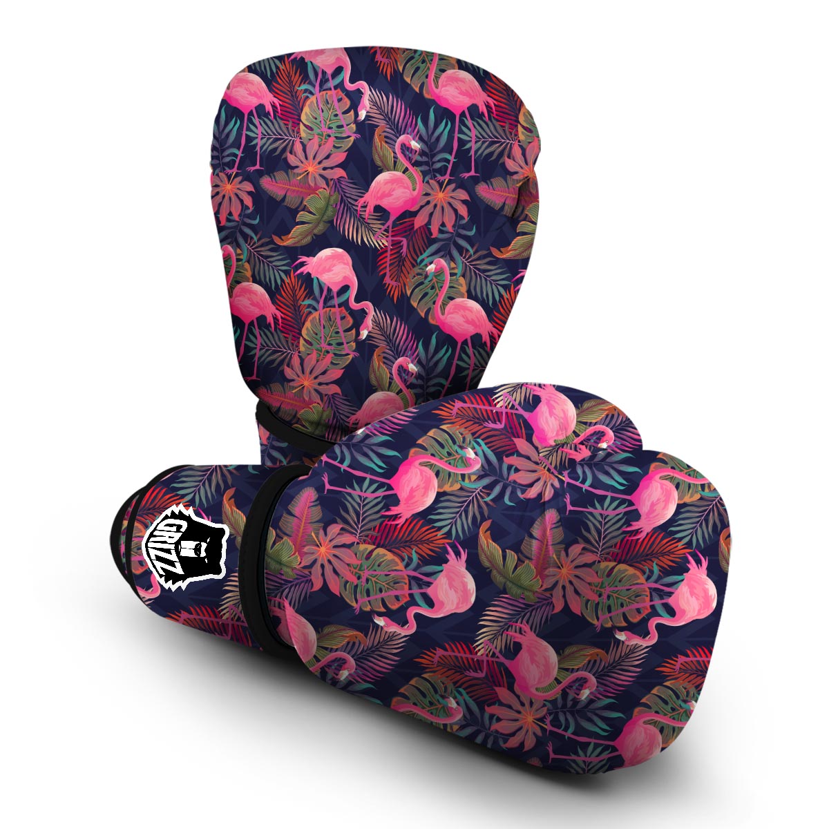 Tropical Flamingo Palm Leaves Hawaiian Floral Pattern Print Boxing Gloves-grizzshop