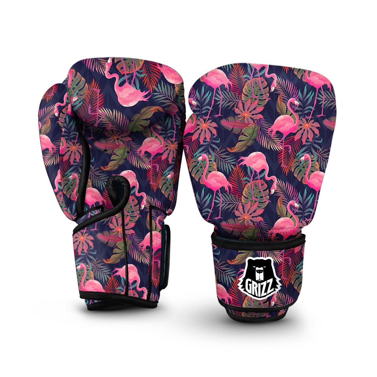 Tropical Flamingo Palm Leaves Hawaiian Floral Pattern Print Boxing Gloves-grizzshop