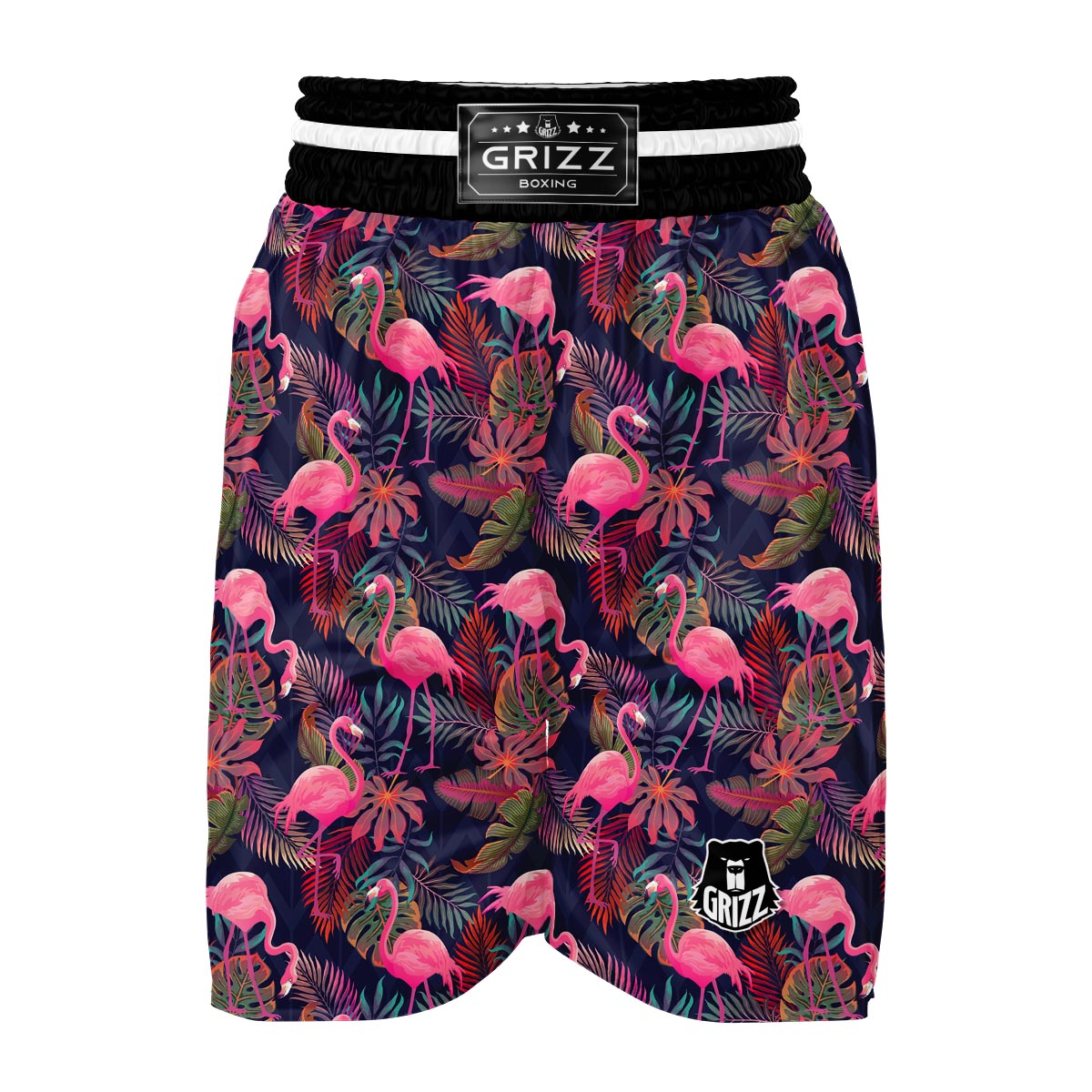 Tropical Flamingo Palm Leaves Hawaiian Floral Pattern Print Boxing Shorts-grizzshop