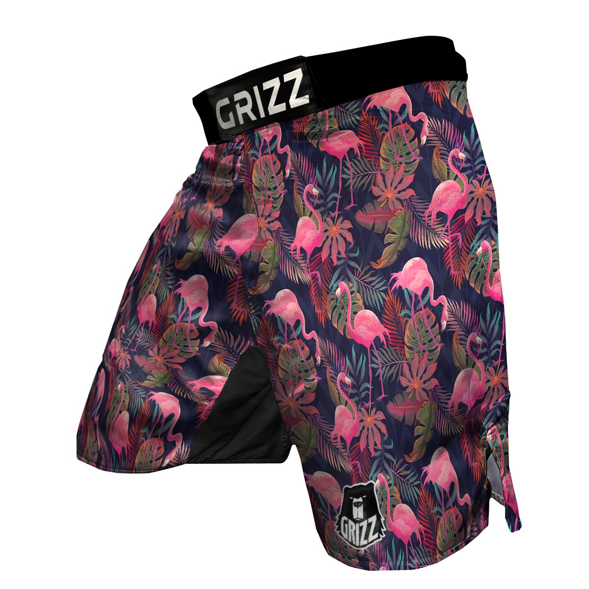 Tropical Flamingo Palm Leaves Hawaiian Floral Pattern Print MMA Shorts-grizzshop