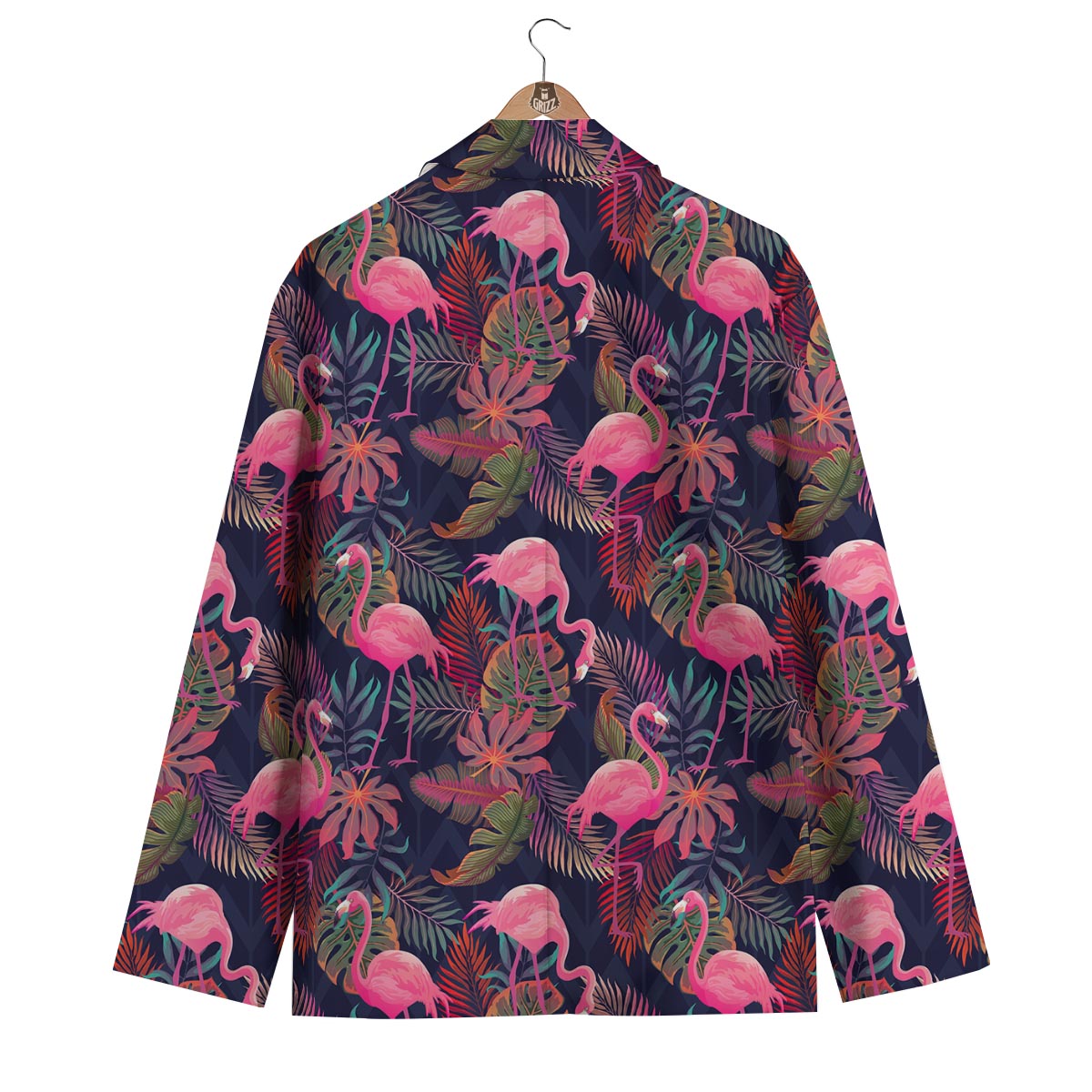 Tropical Flamingo Palm Leaves Hawaiian Floral Pattern Print Men's Blazer-grizzshop